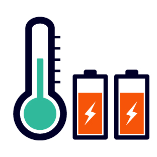 A thermostat alongside two batteries.